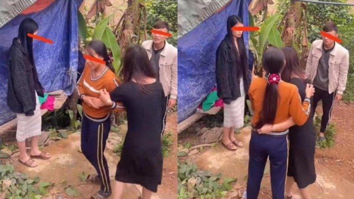 Momen wanita gerebek suami sedang kemah dengan pelakor