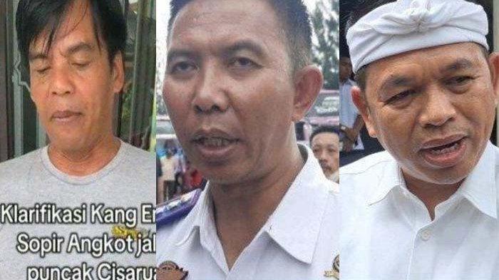 MINTA MAAF: Kolase foto Emen, Kepala Bidang Lalu Lintas Dinas Perhubungan (Dishub) Bogor, dan Dedi Mulyadi. Sopir angkot di wilayah Puncak, Bogor sampaikan maaf ke Dishub Bogor dan sebut masalah pemotongan dana bantuan Dedi Mulyadi sudah selesai.