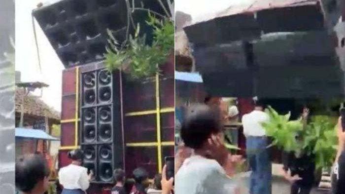 DITIMPA SOUND HOREG: Tangkapan layar detik-detik remaja di Bondowoso usai ketiban sound horeg dari ketinggian 5 meter. Video detik-detik saat korban kejatuhan sound system pun viral.