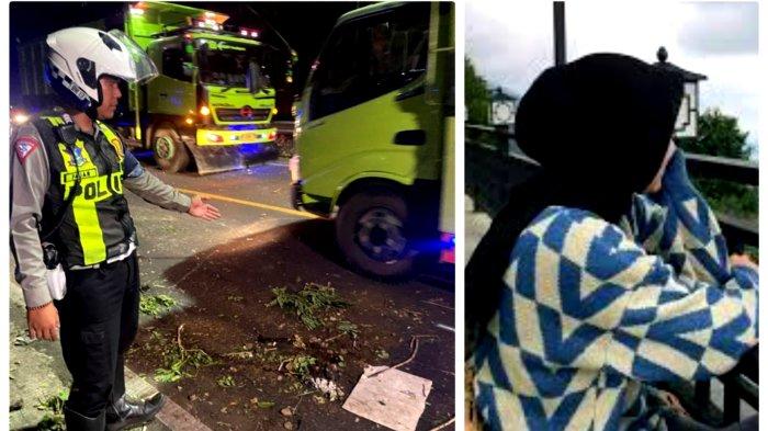 Nasib tragis Nisa Safitri (22) yang baru menikah 8 bulan dan sedang hamil dua bulan tewas tertimpa peti kemas atau kontainer yang lepas dari truk pengangkutnya di Jalan Raya Sukabumi, Desa Ciwalen, Kecamatan Warungkondang, Cianjur,  Jawa Barat, Kamis (17/10/2024). (HO)