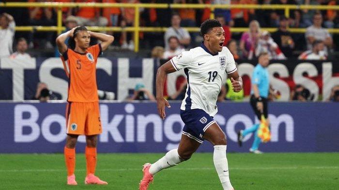 Selebrasi Olie Watkins usai mencetak gol kemenangan Timnas Inggris atas Timnas Belanda di semifinal Euro 2024, Rabu (10/7/2024) atau Kamis dini hari WIB.