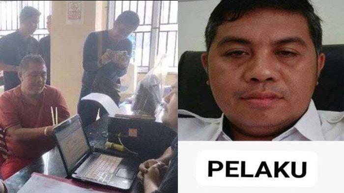 DITANGKAP: - Kapolres Kuansing AKBP Angga F Herlambang mengintrogasi pelaku pembunuhan Wakepsek SMP di ruang penyidik, Rabu (26/2/2025). Ia mengaku menghabisi istrinya gegara bisikan gaib.