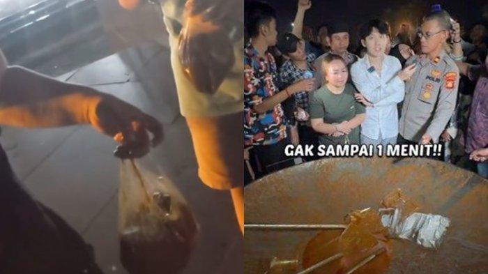 POLEMIK DAGING WILLIW SALUM - Salah satu warga Kota Palembang yang mengambil rendang Willie Salim saat dimasak di Benteng Kuto Besak (BKB), pada Selasa, 18 Maret 2025 mengaku dibiarkan mengambil rendang sendiri.