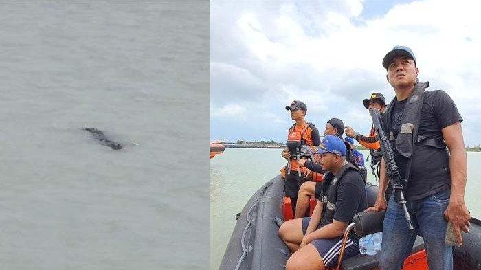 TINA DITERKAM BUAYA - Tangkapan layar dari video drone Basarnas Pangkalpinang (kanan) dan Tim SAR Gabungan (kanan) melakukan pencarian Tina, korban diterkam buaya, Minggu (2/2/2025) di alur Sungai Pangkalbalam. Sebelum menghilang Tina sempat menyampaikan keinginannya untuk memancing.