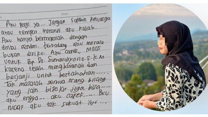 PESAN TERAKHIR - Terungkap isi pesan terakhir mahasiswi UNS, Devita Sari Anggraeni sebelum loncat ke Sungai Bengawan Solo dari jembatan Jurug, Selasa (1/7/2025) siang.