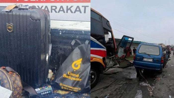 JEMAAH UMRAH KECELAKAAN: Kondisi mobil Panther ringsek, Kamis (10/4/2025). Tujuh penumpang meninggal dunia, satu diantaranya Muhammad Aqib calon Jemaah Umrah