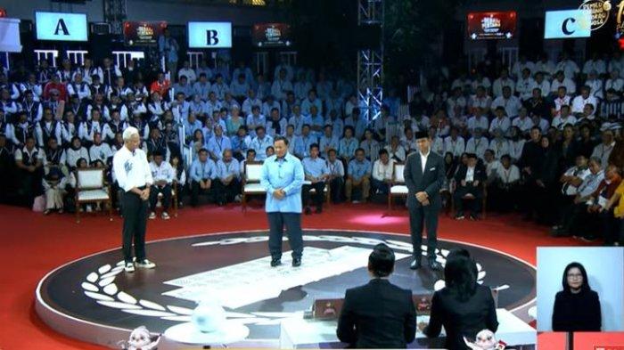 Para capres mengikuti acara debat capres yang diadakan KPU RI