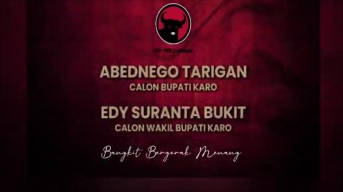 Pasangan Abetnego Tarigan dan Edy Suranta Bukit, diumumkan DPP PDI-P sebagai Bacalon yang diusung pada Pilkada 2024 di Kabupaten Karo.