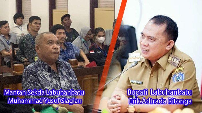 Kasus korupsi terus merajalela di Kabupaten Labuhabatu, Sumatera Utara. Terkini, Komisi Pemberantasan Korupsi (KPK) melakukan operasi tangkap tangan (OTT) terhadap Bupati Labuhanbatu Erik Adtrada Ritonga (EAR) dan Anggota DPRD Labuhanbatu Rudi Syahputra (RSR) pada Kamis (11/1/2024) pagi. Kasus sebelumnya, mantan Sekretaris Daerah (Sekda) Labuhanbatu Muhammad Yusuf Siagian bersama mantan Bendahara Umum Pengeluaran Setda Labuhanbatu Elida Rahmayanti melakukan tindak pidana korupsi sebesar Rp 1,2 miliar lebih. Keduanya pun telah menjalani sidang di Pengadilan Negeri (PN) Medan. (Istimewa)