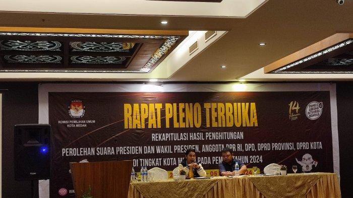 Ketua Komisi Pemilihan Umum (KPU) Kota Medan Mutia Atiqah saat diwawancarai usai pelaksanaan pleno hasil pemilu 2024.