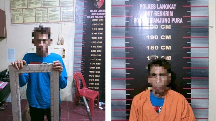 Pelaku dan barang bukti saat diringkus Polsek Tanjung Pura, Kabupaten Langkat, Sumatera Utara, Selasa (10/12/2024).