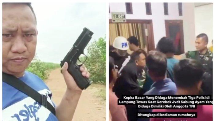 DITANGKAP: Dua anggota TNI terduga pelaku penembakan yang menewaskan tiga polisi saat menggerebek arena judi sabung ayam di Way Kanan, Lampung, pada Senin (17/3/2025) sore telah ditangkap. Keduanya ialah Peltu Lubis dan Kopka Basarsyah. (Istimewa)