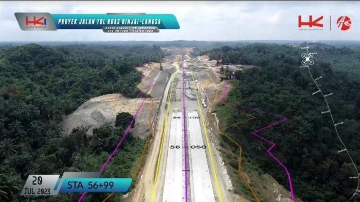 Penampakan saat pembangunan Jalan Tol Binjai-Langsa seksi Tanjung Pura-Pangkalan Brandan beberapa waktu yang lalu.