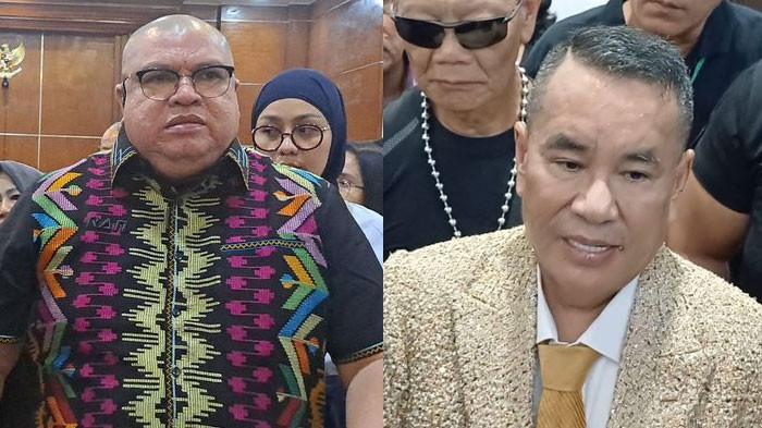 DIPENJARA - Pengacara Razman Arif Nasution (kiri) usai menghadiri sidang pembacaan tuntutan di Pengadilan Negeri Jakarta Utara, Rabu (16/7/2025). Hotman Paris (kanan) puas akhirnya rivalnya dipenjara.