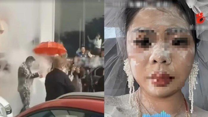 Pengantin tiba-tiba diserang tepung di hari pernikahan