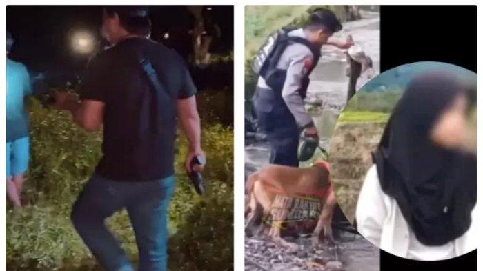 Petugas kepolisian dari Tim Gagak Hitam Polres Padang Pariaman mengejar terduga pelaku pembunuhan dan pemerkosaan gadis penjual gorengan, Nia Kurnia Sari (18).(Kolase IG)