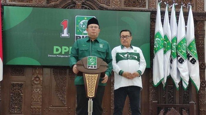 Peningkatan suara PKB ini mencapai 6 juta suara secara nasional. Oleh karena itu PKB diprediksi mendapatkan 81 kursi di Senayan. Hal itu disampaikan Ketua DPP PKB Cucun Syamsurizal saat jumpa pers di Kantor DPP PKB, Jakarta, Kamis (7/9/2023). (Rizki Sandi Saputra)