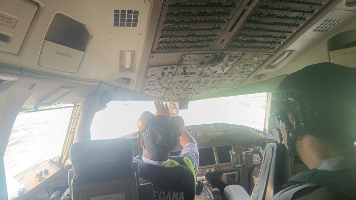 Pesawat Saudia Airlines SV-5726 penerbangan Jeddah - Soekarno - Hatta (CGK) mendarat darurat di bandara Internasional Kualanamu setelah pilot pesawat mendapatkan ancaman bom, Selasa (17/6/2025).