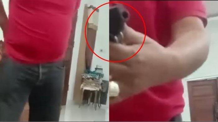 Petinggi partai di Kabupaten Solok todongkan pistol ke warga. Video viral itu dibagikan Instagram @txt_viral.