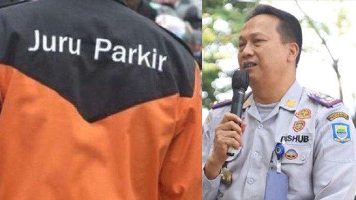 Ilustrasi juru parkir dan Plt Kepala Dinas Perhubungan Kota Bandung, Asep Koswara