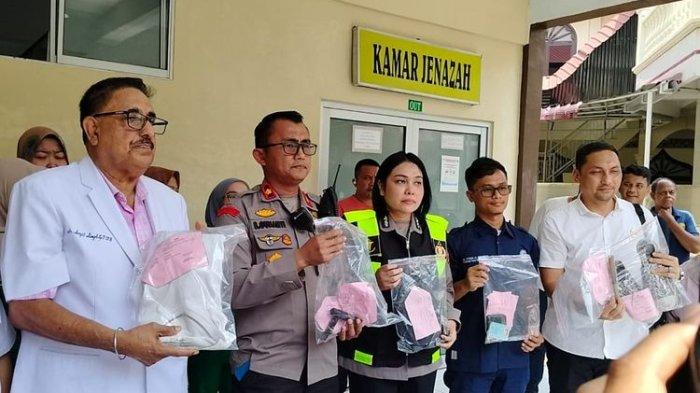 Polsek Sunggal menggelar konferensi pers terkait pencuri motor bernama Surya Putra (46) yang meninggal dunia usai ditembak polisi di Rumah Sakit Bhayangkara Medan, Selasa (30/7/2024). (KOMPAS.com/GOKLAS WISELY )