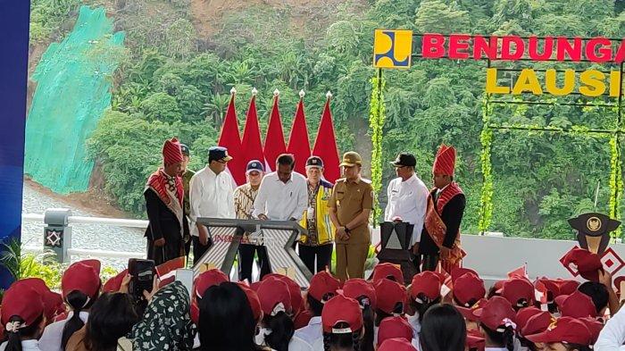 Presiden Jokowi meresmikan Bendungan Lau Simeme, di Kecamatan Sibiru-biru, Kabupaten Deliserdang, Rabu (16/10/2024)