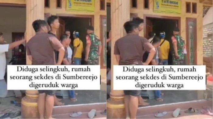 Warga Desa Margoagung, Kecamatan Sumberrejo, Bojonegoro geruduk rumah Sekdes lantaran diduga berselingkuh dengan seorang janda.