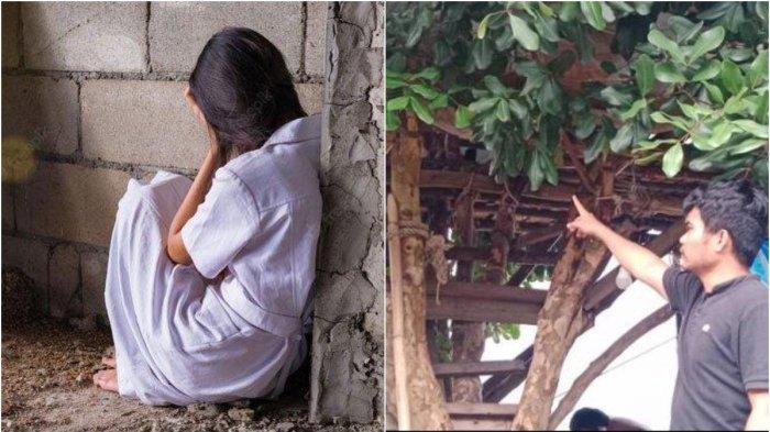 Rumah pohon tempat seorang remaja melakukan persetubuhan dengan kekasihnya yang masih di bawah umur dan meninggalkannya di Nunukan, Kalimantan Utara.