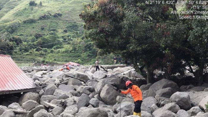 Rumah warga di yang terdampak banjir bandang dan longsor di Desa Simangulampe, Kecamatan Bakti Raja, Kabupaten Humbang Hasundutan (Humbahas) Jumat (01/12/2023) malam sekira Pukul 21.30 WIB.