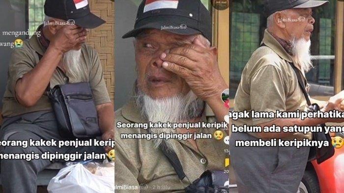 Abah Ajun menangis di pinggir jalan