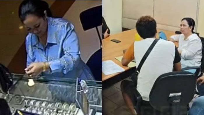 CURI EMAS - Seorang ibu-ibu terekam CCTV mencuri gelang emas 24 k seharta ratusan juta rupiah. Aksi pencurian itu terjadi di sebuah pusat perbelanjaan di Kota Bogor.