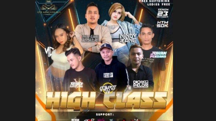 Selebaran (flyer) party di Diskotek One King Golden yang berada di Kecamatan Batang Serangan, Kabupaten Langkat, Sumatera Utara, Senin (23/10/2023).