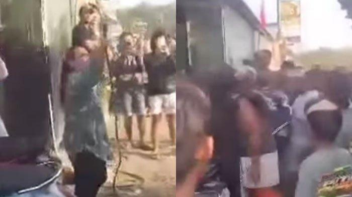 Seorang emak-emak nekat meminta agar sound karnaval agar dihentikan nyaris dikeroyok para pria.