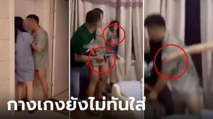 SUAMI SELINGKUH: Seorang wanita memergoki suaminya sedang bersama selingkuhan di sebuah kamar. Tak terima aksinya digerebek, sang suami mengamuk, membawa pisau, dan nyaris membunuh istrinya sendiri.