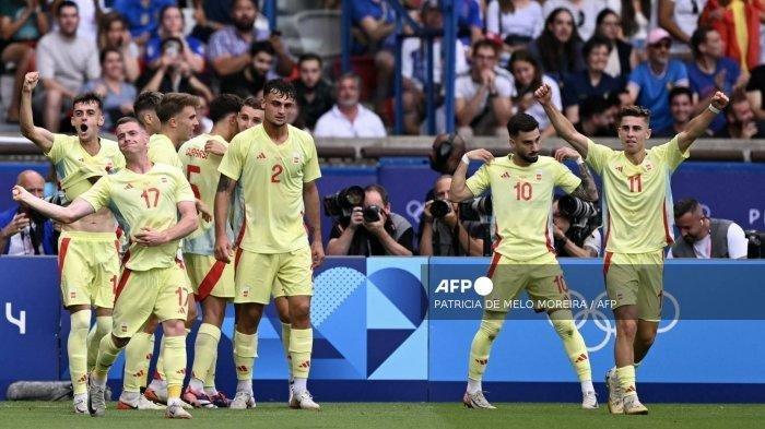 Spanyol kalahkan Prancis di final sepakbola Olimpiade Paris 2024, Sabtu (10/8/2024)dini hari WIB. Foto Selebrasi para pemain Spanyol  di Parc des Princes di Paris