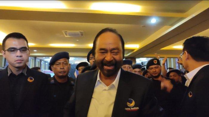 Surya Paloh saat hadir dalam kegiatan orientasi Bacaleg Partai NasDem di Medan, Selasa (8/8/2023). /Anugrah Nasution.