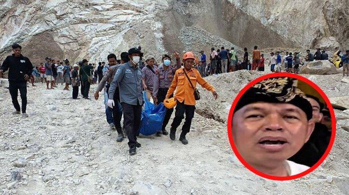 DEDI MULYADI TUTUP TAMBANG: Sebanyak 14 penambang tewas, 8 orang lagi masih dicari, dan 12 lainnya ditemukan selamat dengan mengalami luka-luka akibat longsor di area tambang galian C Gunung Kuda, Desa Cipanas, Kecamatan Dukupuntang, Kabupaten Cirebon, Jawa Barat, Jumat (30/5/2025). (BNPB)