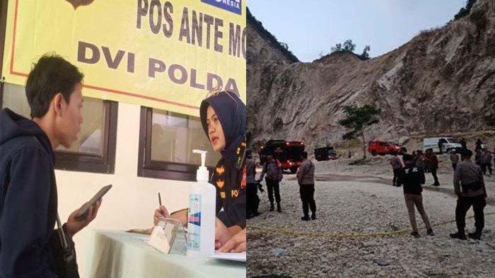 KEHILANGAN AYAH - Isnandi saat melapor di Pos Ante Mortem DVI Polda Jabar di RSUD Arjawinangun Cirebon, Sabtu (31/5/2025). Dia kehilangan ayah setelah terjadi longsor di tambang galian C Gunung Kuda, Cirebon, kemarin.