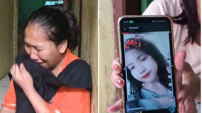 DIDUGA DICULIK TETANGGA: Kasini (36), ibu dari Eva Thalita Zahra (13) yang diduga menjadi korban penculikan tetangganya, Pasar Rebo, Jakarta Timur, Jumat (11/4/2025).