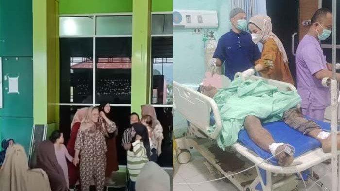DIBANTAI - Keluarga berkumpul di di RSUD Sahuddin Kutacane, satu diantaranya Nenek Samidah. Ia pilu, anak dan 4 cucunya tewas dibantai