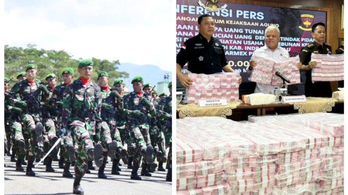 KEJAGUNG-TNI: Personel TNI dikerahkan untuk menjaga seluruh Kejaksaan di Indonesia setelah Kejaksaan Agung (Kejagung) berhasil menyita triliunan rupiah uang dari kasus dugaan korupsi dan tindak pidana pencucian uang (TPPU) yang melibatkan PT Duta Palma Group. (Istimewa)