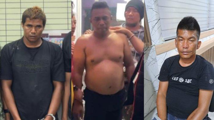 Tampang Alpa Patria Lubis, Surya Darma dan Mardiansyah alias Bendil 3 tersangka pembacokan jaksa Kejari Deli Serdang bernama Jhon Wesli Sinaga dan Acensio Silvanov Hutabarat, usai ditangkap tim gabungan Polda Sumut dan Sat Reskrim Polres Serdang Bedagai, Minggu (25/5/2025) malam. Total tersangka berjumlah 3 orang dengan peran berbeda.