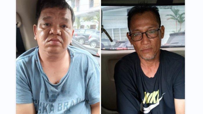 Tampang Lambok Panjaitan alias Jait (45), dan Askalani Adnan (57) pelaku pencurian uang sebesar Rp 150 juta milik KPU Kabupaten Langkat pada 26 November lalu usai ditangkap, Rabu (18/12/2024). Mereka mencuri uang yang baru diambil dari bank, ketika 2 staff KPU turun membeli es.