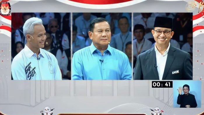Tangkapan layar tayangan Debat Capres pertama Pilpres 2024