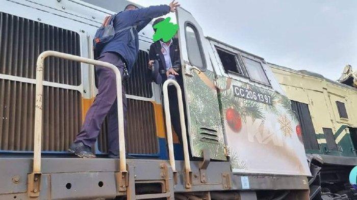 Viral foto masinis KA Turangga keluar dari gerbong setelah insiden tabrakan dengan KA Baraya pagi ini, Jumat (5/1/2024). Akibat kecelakaan tersebut, tiga orang jadi korban tewas