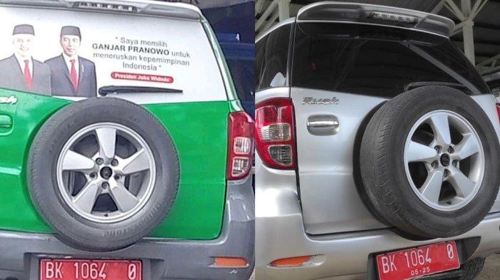 Kolase. Mobil Toyota Rush BK 1064 O milik Pemkab Batubara dibranding gambar Bacapres Ganjar Pranowo. Kondisi terkini mobil dinas Pemkab Batubara