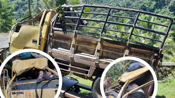 Truk terbuka mengangkut 30 peziarah megalami kecelakaan di Jalan Raya Saguling, Kampung Saleos, Desa Saguling, Kecamatan Saguling, Kabupaten Bandung Barat (KBB), Jawa Barat, Jumat (26/1/2024). Akibat kecelakaan tersebut, lima orang penumpangnya dinyatakan tewas dan 25 orang lainnya luka-luka. Sebanyak 30 peziarah yang naik bak truk terbuka tersebut adalah warga Kampung Cinagrog, Desa Citalem, Kecamatan Cipongkor, Bandung Barat. (Istimewa)
