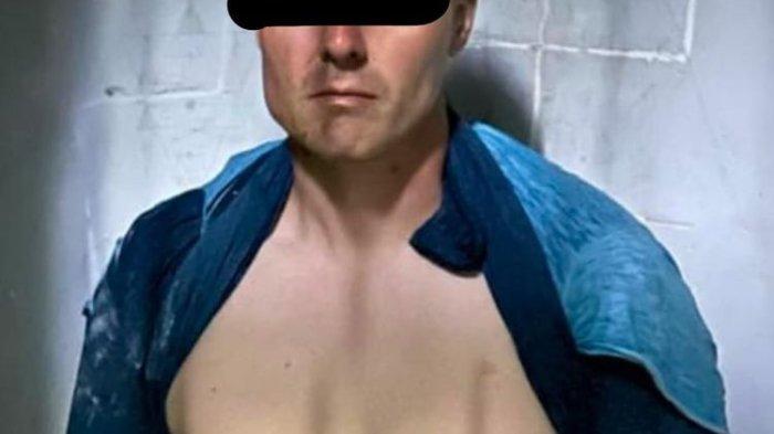 HBT (37), WNA asal Jerman ditangkap polisi terkait kasus penganiayaan dan pengrusakan dua vila di Jalan Bidadari, Kuta, Kabupaten Badung, Sabtu (15/6/2024).