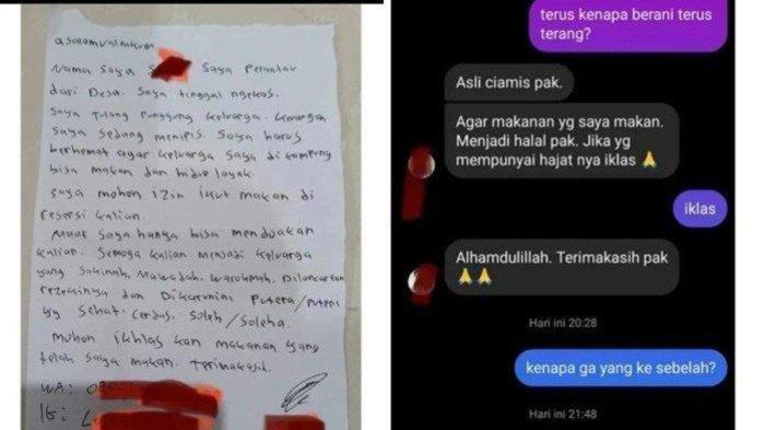 Pesan dalam secarik kertas dari salah satu tamu undangan kepada yang punya hajatan. Isinya ia meminta agar makanan yang telah dimakannya dihalalkan