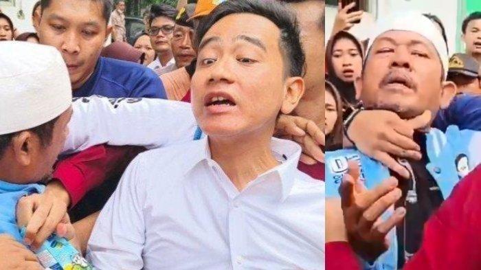 VIRAL Gibran Nyaris Terjengkang Gara-gara Leher Ditarik Pria Berjaket 02, Raut Wajah Gibran Disorot